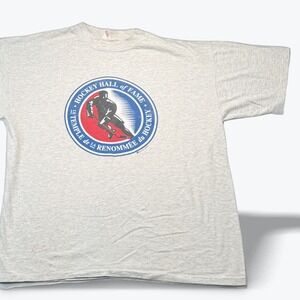 Vintage Bulletin Athletic Hockey Hall of Fame T-Shirt Men XL Gray Made in Canada